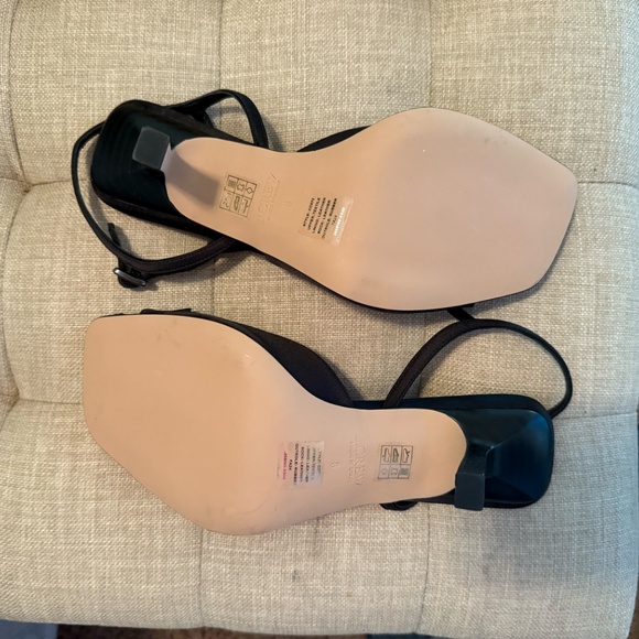 J Crew Satin Bow Peep Toe Padded Rizzo Heel Size 8 Black - Picture 4 of 6